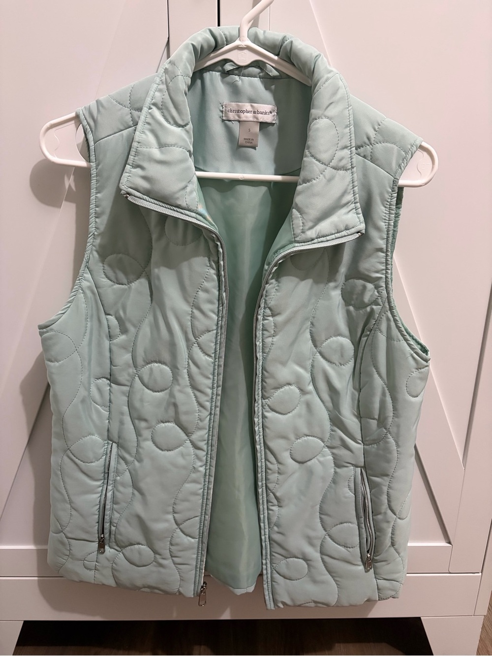 Christopher & Banks Light Mint Quilted Zip Vest